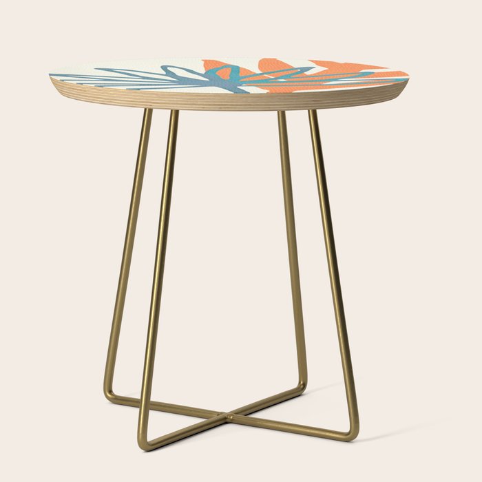 Mid Century Nature Print / Teal and Orange Side Table Gallery Image 1