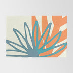 Mid Century Nature Print / Teal and Orange Rug Gallery Image 2