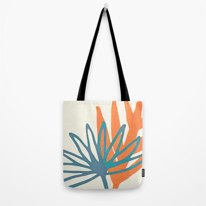 Mid Century Nature Print / Teal and Orange Tote Bag Gallery Image 2