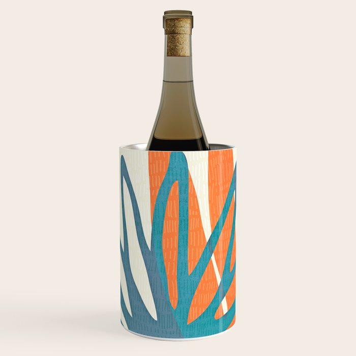 Mid Century Nature Print / Teal and Orange Wine Chiller Gallery Image 1
