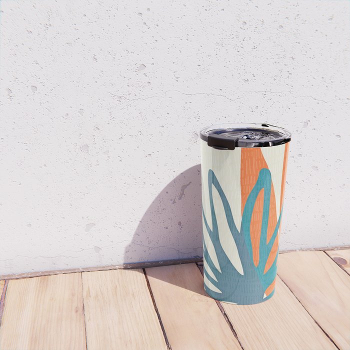 Mid Century Nature Print / Teal and Orange Travel Mug Gallery Image 4
