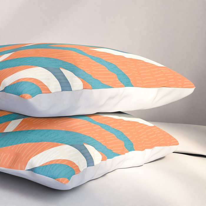 Mid Century Nature Print / Teal and Orange Pillow Sham Gallery Image 3