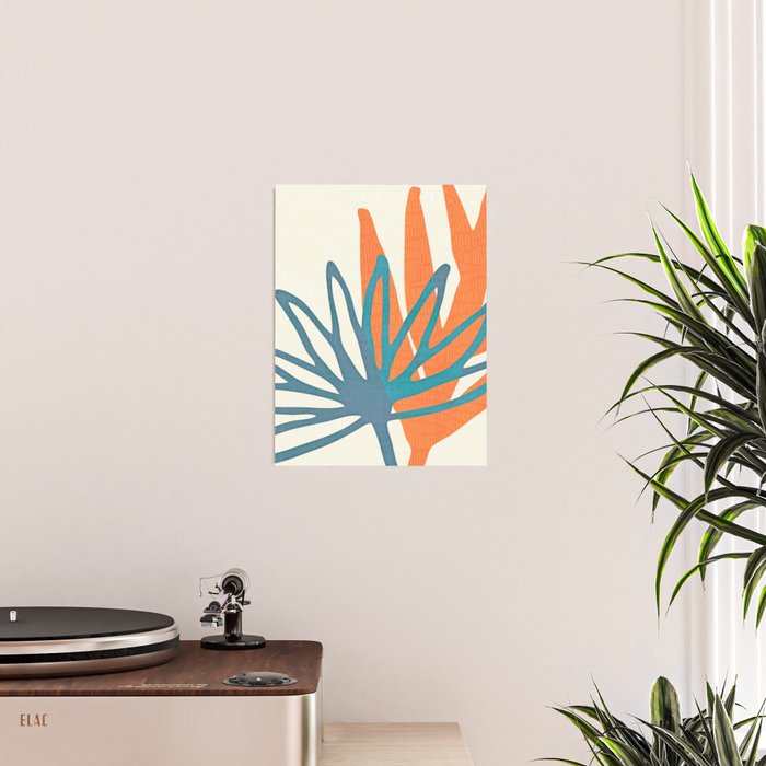 Mid Century Nature Print / Teal and Orange Poster Gallery Image 2