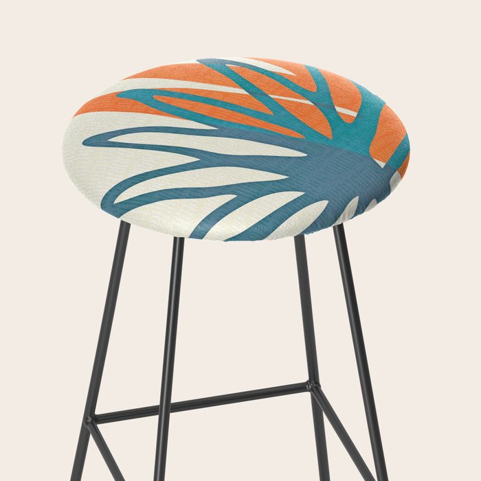 Mid Century Nature Print / Teal and Orange Stool Gallery Image 2
