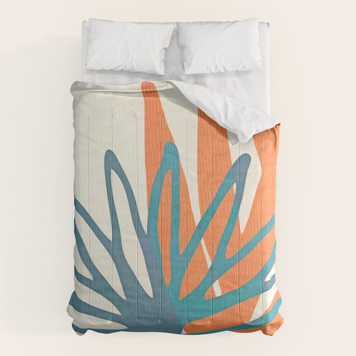 Mid Century Nature Print / Teal and Orange Comforter Gallery Image 6