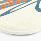 Mid Century Nature Print / Teal and Orange Bath Mat Gallery Image 3