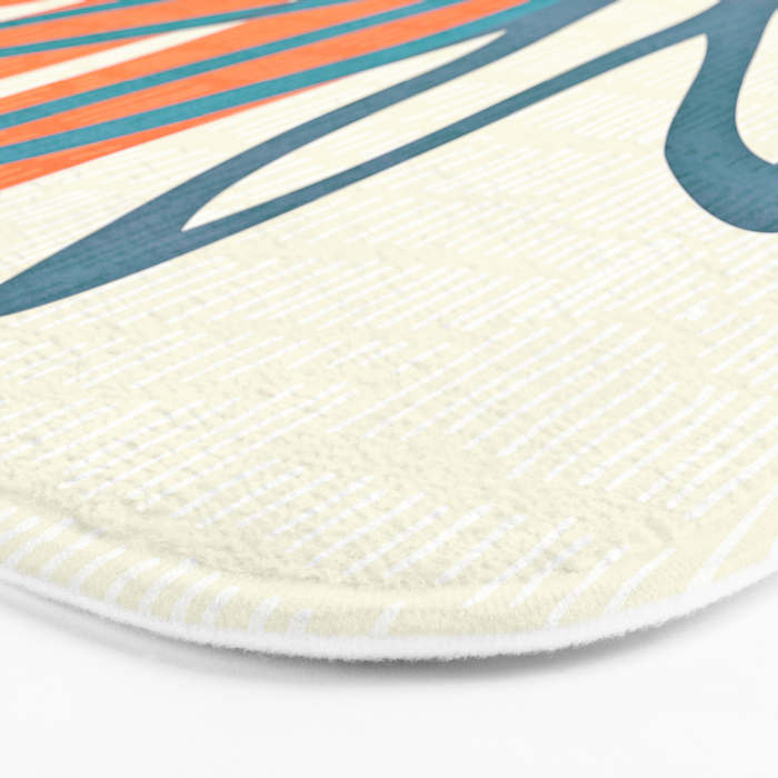 Mid Century Nature Print / Teal and Orange Bath Mat Gallery Image 3