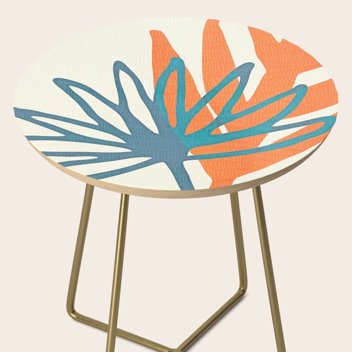 Mid Century Nature Print / Teal and Orange Side Table Gallery Image 2