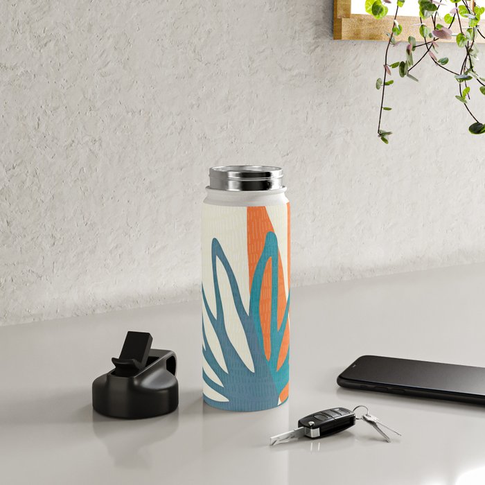 Mid Century Nature Print / Teal and Orange Water Bottle Gallery Image 5