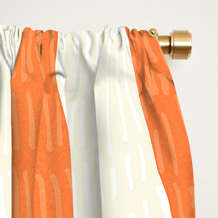 Mid Century Nature Print / Teal and Orange Window Curtain Gallery Image 2