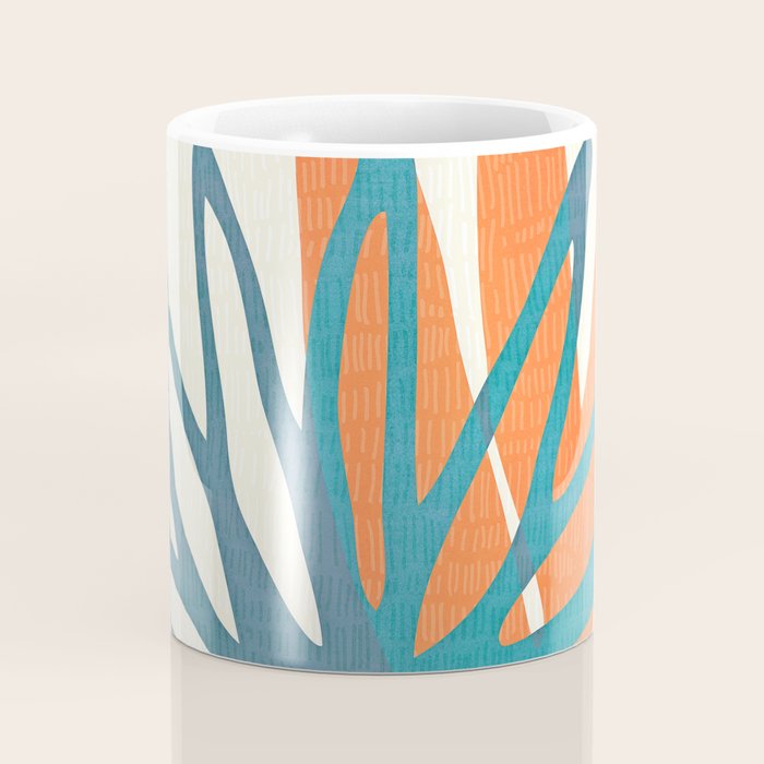 Mid Century Nature Print / Teal and Orange Coffee Mug Gallery Image 4