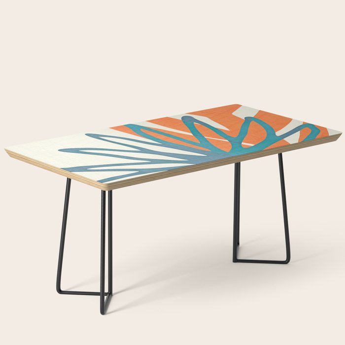 Mid Century Nature Print / Teal and Orange Coffee Table Gallery Image 1