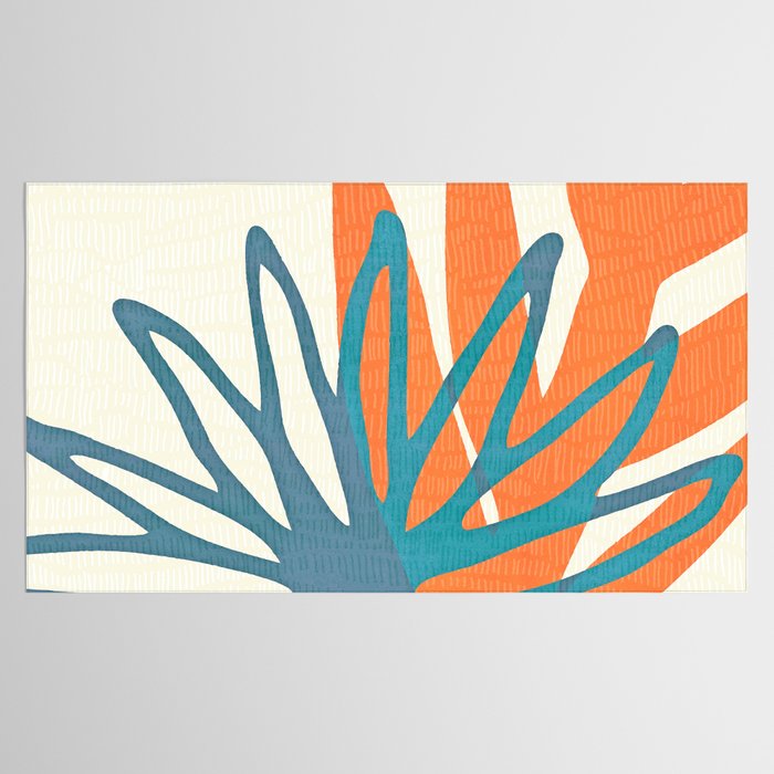 Mid Century Nature Print / Teal and Orange Tablecloth Gallery Image 2