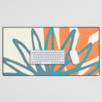 Mid Century Nature Print / Teal and Orange Desk Mat Gallery Image 1