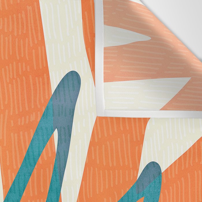 Mid Century Nature Print / Teal and Orange Wall Tapestry Gallery Image 3