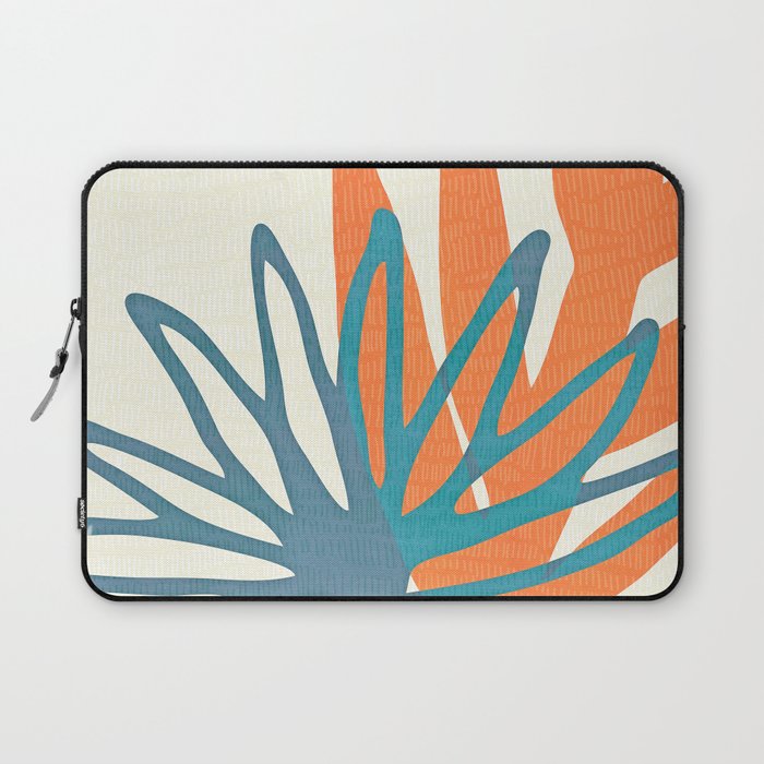 Mid Century Nature Print / Teal and Orange Laptop Sleeve Gallery Image 1