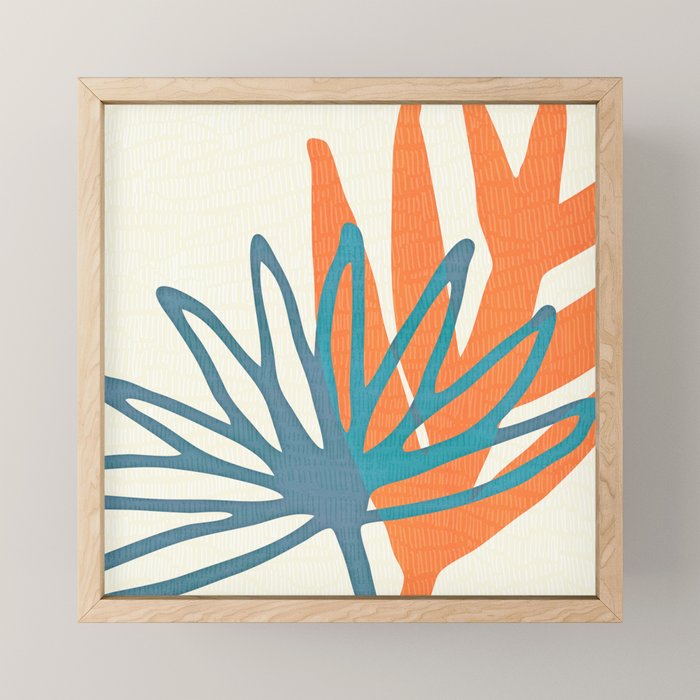 Mid Century Nature Print / Teal and Orange Mini Art Print Gallery Image 1