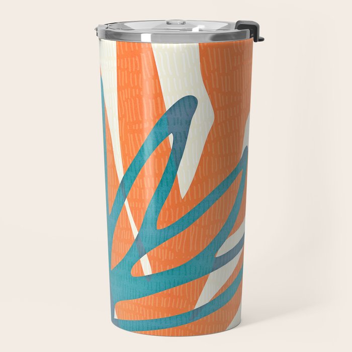 Mid Century Nature Print / Teal and Orange Travel Mug Gallery Image 2