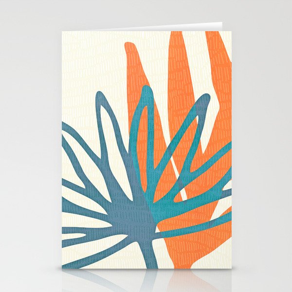 Mid Century Nature Print / Teal and Orange Stationery Card Gallery Image 2