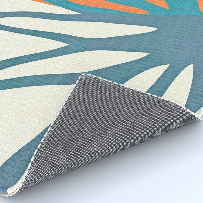 Mid Century Nature Print / Teal and Orange Rug Gallery Image 4