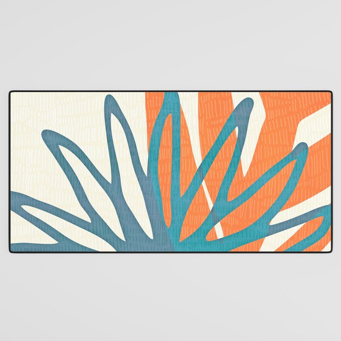 Mid Century Nature Print / Teal and Orange Desk Mat Gallery Image 3