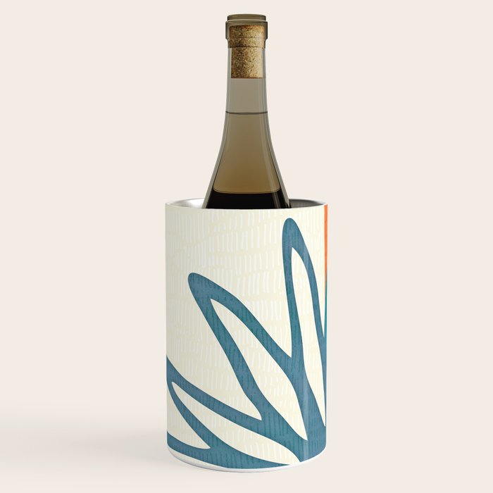 Mid Century Nature Print / Teal and Orange Wine Chiller Gallery Image 2