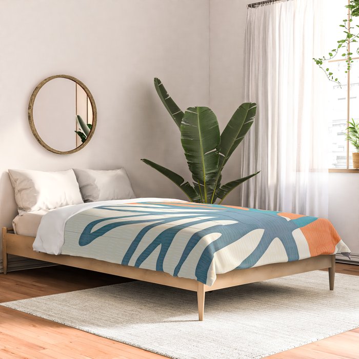 Mid Century Nature Print / Teal and Orange Comforter Gallery Image 2