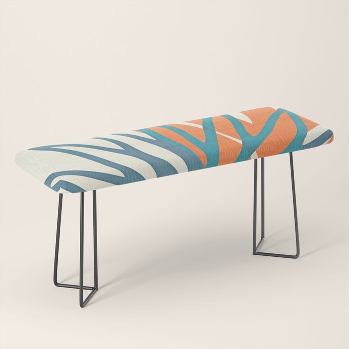 Mid Century Nature Print / Teal and Orange Bench Gallery Image 1