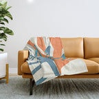 Mid Century Nature Print / Teal and Orange Throw Blanket Gallery Image 1