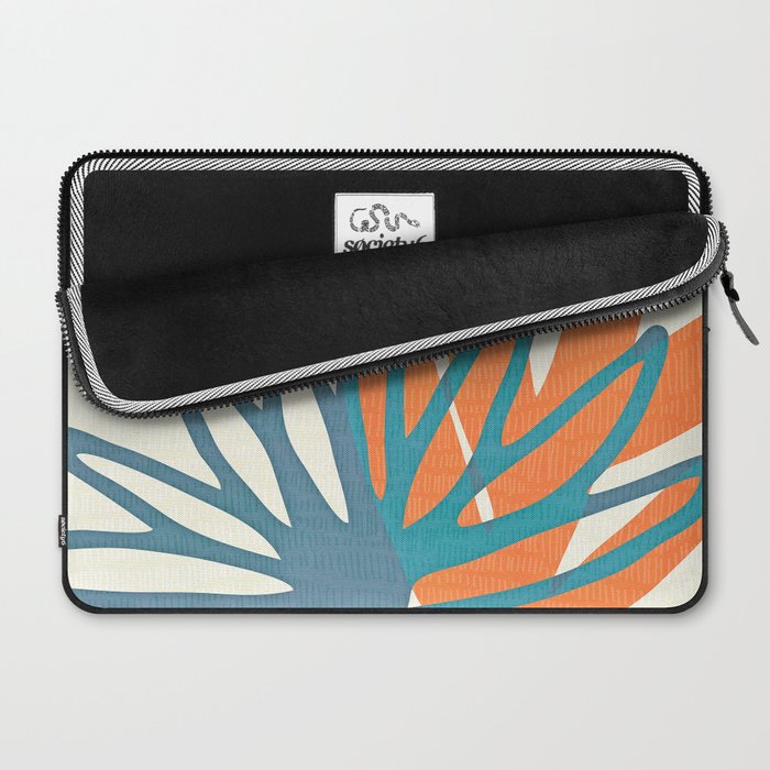 Mid Century Nature Print / Teal and Orange Laptop Sleeve Gallery Image 2