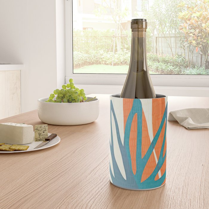 Mid Century Nature Print / Teal and Orange Wine Chiller Gallery Image 4