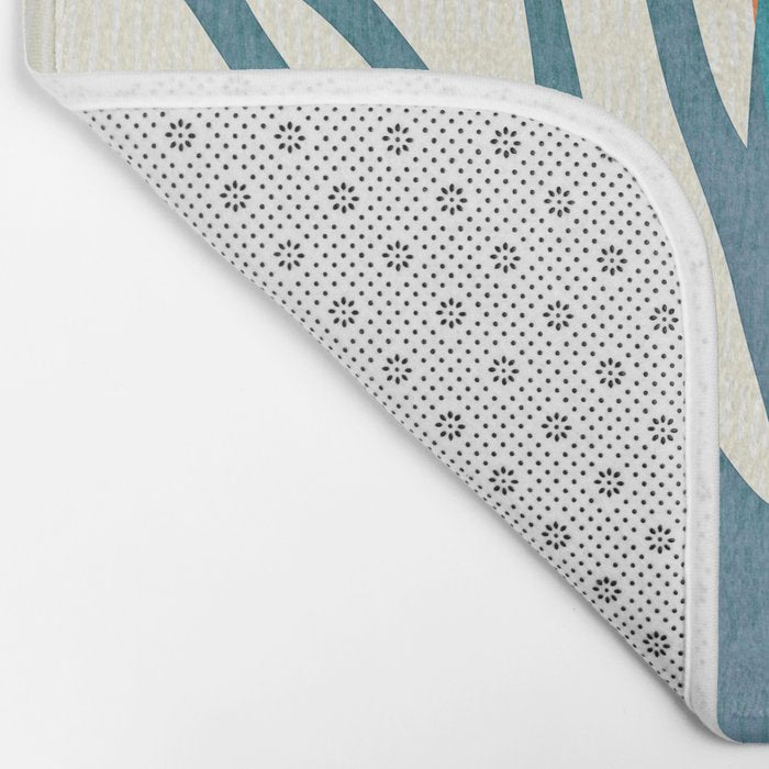 Mid Century Nature Print / Teal and Orange Bath Mat Gallery Image 2