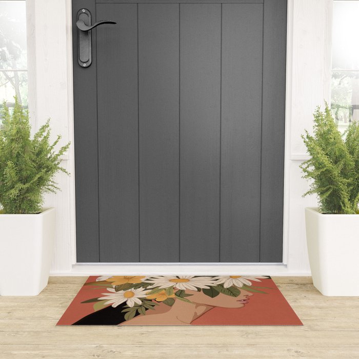 Woman With Flowers 2 Welcome Mat Gallery Image 3