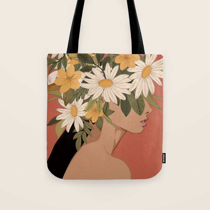 Woman With Flowers 2 Tote Bag Gallery Image 1