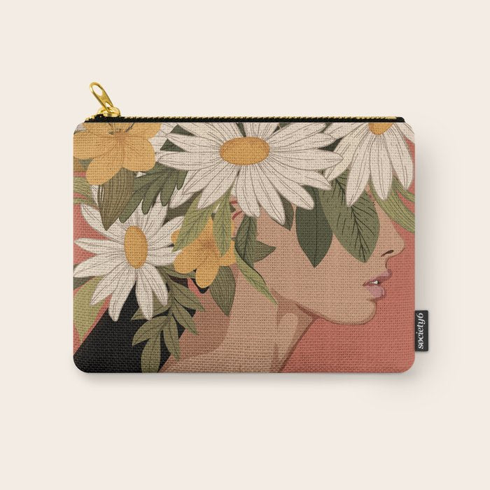 Woman With Flowers 2 Carry All Pouch Gallery Image 1