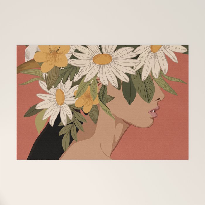 Woman With Flowers 2 Welcome Mat Gallery Image 1