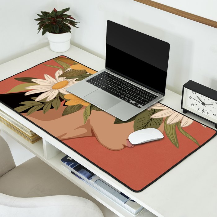 Woman With Flowers 2 Desk Mat Gallery Image 2