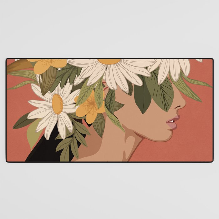 Woman With Flowers 2 Desk Mat Gallery Image 3