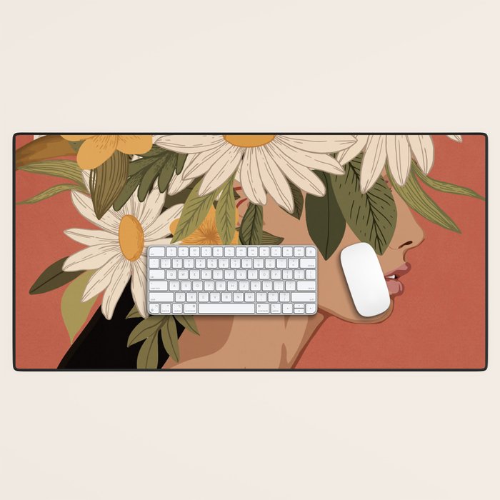 Woman With Flowers 2 Desk Mat Gallery Image 1