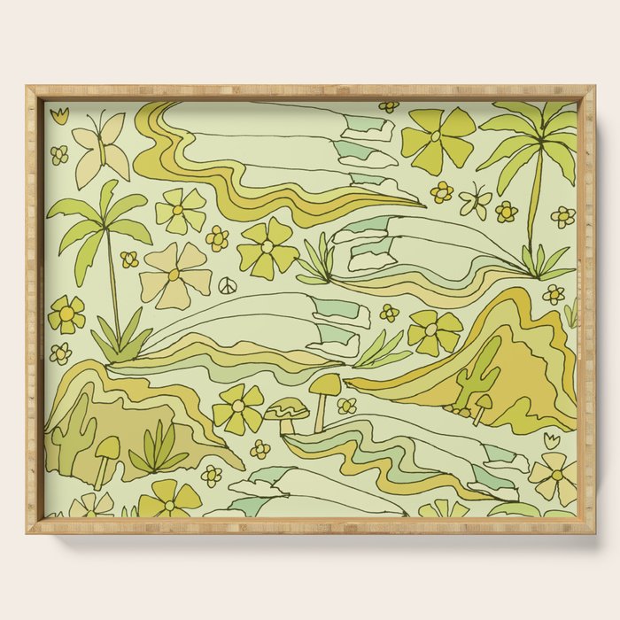 born to wander // retro surf art by surfy birdy Serving Tray Gallery Image 1