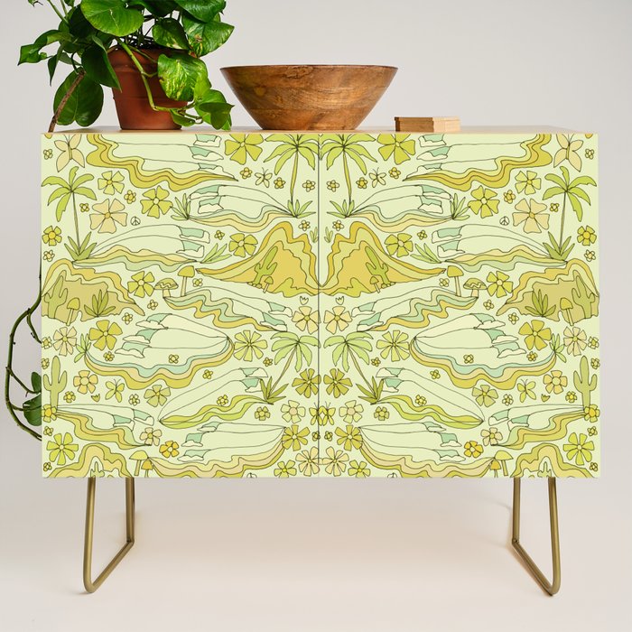born to wander // retro surf art by surfy birdy Credenza Gallery Image 1