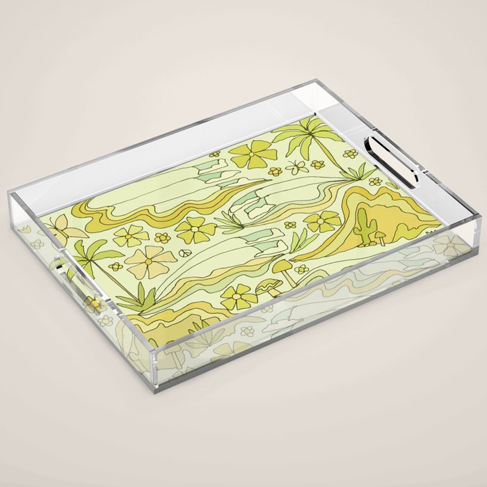 born to wander // retro surf art by surfy birdy Acrylic Tray Gallery Image 1