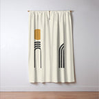 Mid century modern gold sun and black rainbow Window Curtain Gallery Image 3