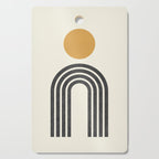 Mid century modern gold sun and black rainbow Cutting Board Gallery Image 1