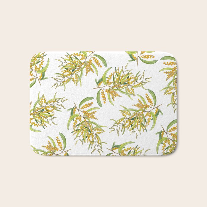 Australian Wattle Flower, Illustration Bath Mat Gallery Image 1