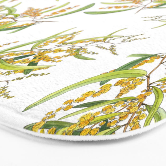 Australian Wattle Flower, Illustration Bath Mat Gallery Image 3