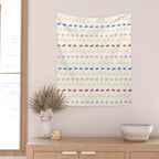 Abstract Cookie Pattern Doodle in White & Pink Wall Tapestry Gallery Image 2