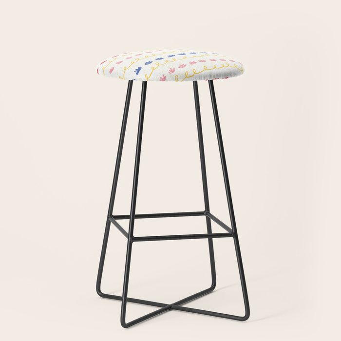 Abstract Cookie Pattern Doodle in White & Pink Stool Gallery Image 1