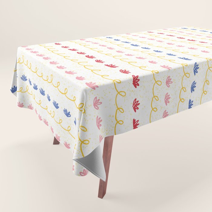 Abstract Cookie Pattern Doodle in White & Pink Tablecloth Gallery Image 1