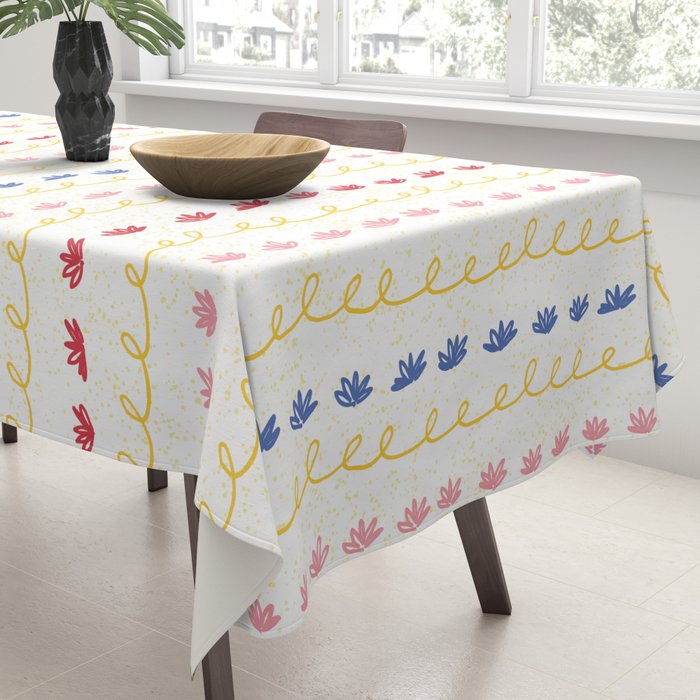 Abstract Cookie Pattern Doodle in White & Pink Tablecloth Gallery Image 3